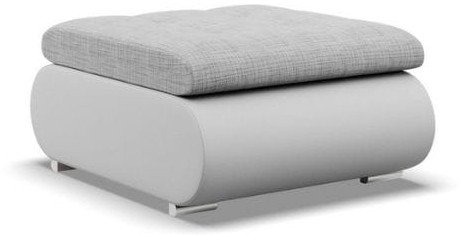 Pufa otwierana, schowek, Bosco, plecionka, ekoskóra, 70x88x42 cm, jasny szary, biały