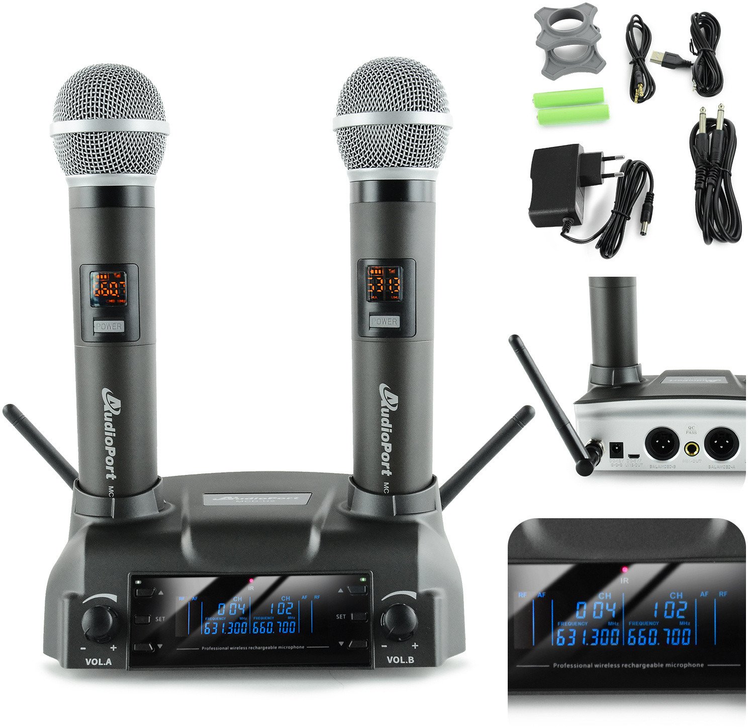 Zestaw mikrofonów bezprzewodowych doręcznych UHF+ stacja ładująca Audioport MCD-U2 one size