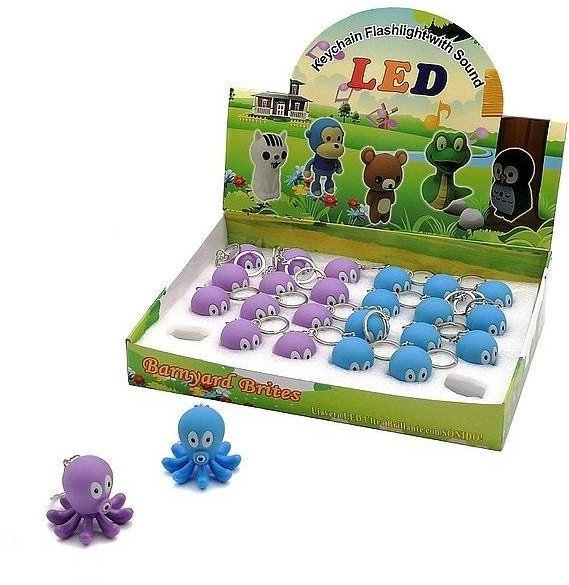 Brelok ośmiornica światło i dźwięk 4,5x5cm (24szt)