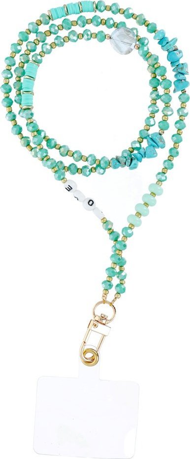 OEM Zawieszka STONE do telefonu / długość sznura 82cm (41cm w pętli) / na szyję - turkusowy