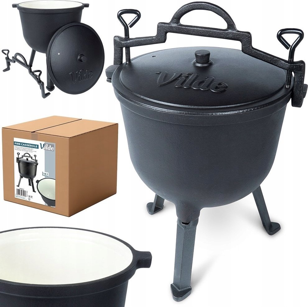 Vilde Kociołek żeliwny emaliowany na nóżkach z pokrywką CAST LINE 10 l