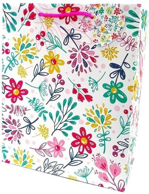 Torebka ozdobna matowa 26x32x12cm Kwiaty