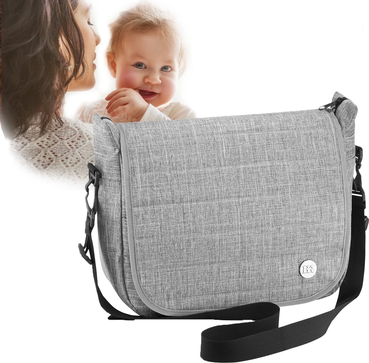 Hilanke Torba do wózka dziecięcego organizer duża dla mamy taty uniwersalna szara