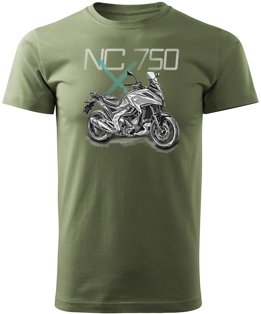 Koszulka z motocyklem na motor Honda NC 750 X NC750X męska khaki REGULAR L