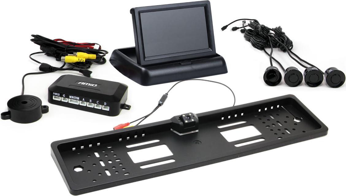 AMiO Zestaw czujników parkowania tft02 4,3" z kamerą hd-402-led 4 sensory czarne