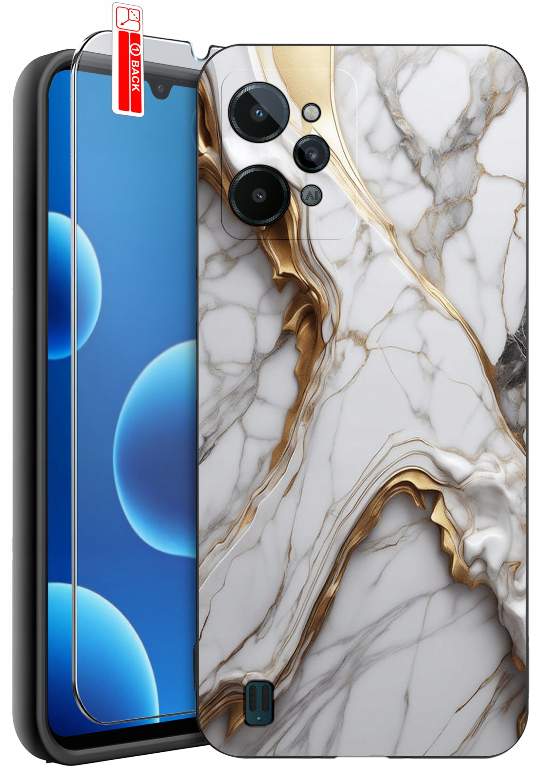 ETUI do Realme C31| WZORY | SILIKONOWE MATT CASE + SZKŁO 9H