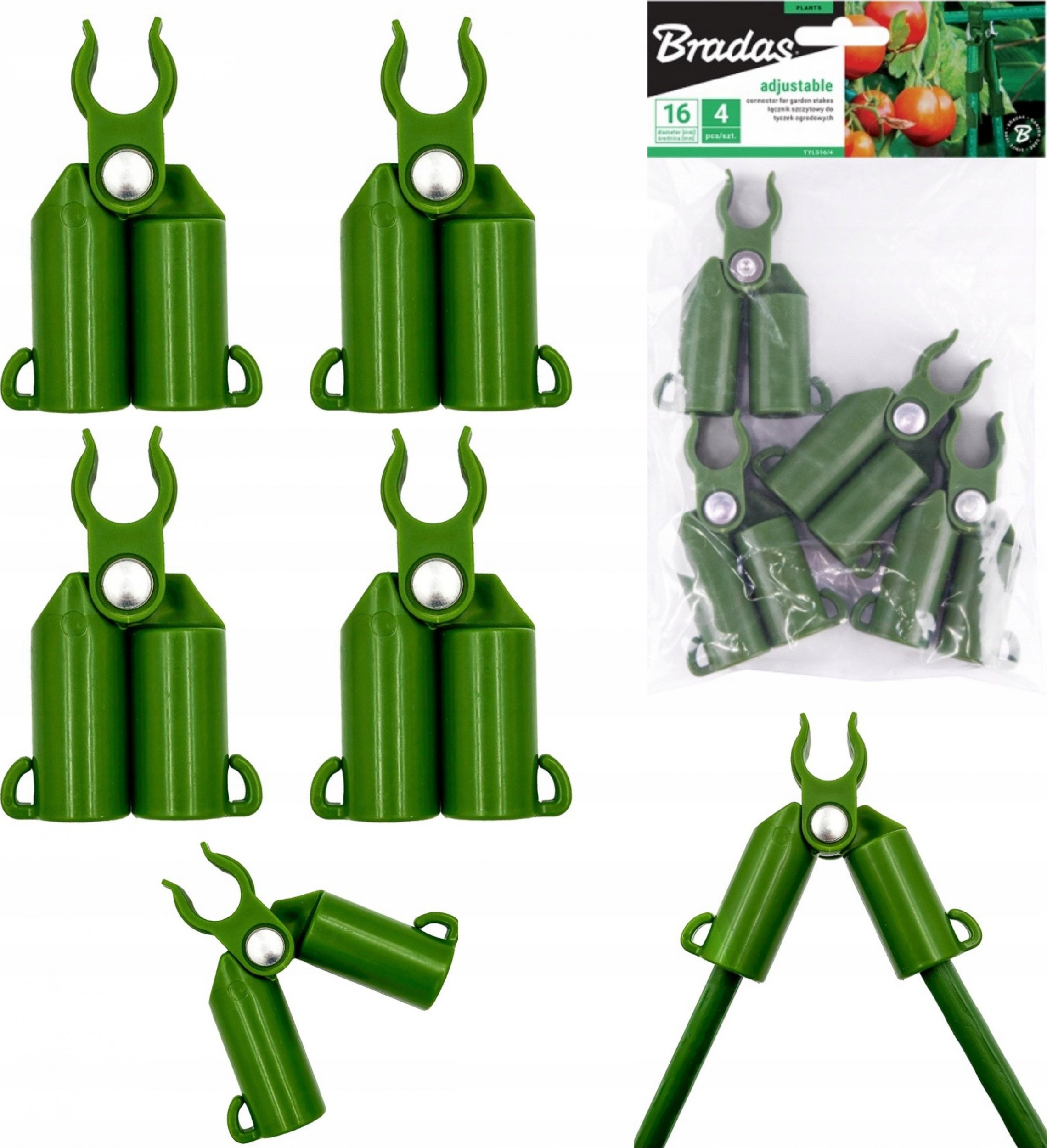 Bradas Łącznik szczytowy, regulowany do tyczek 20mm - 4szt/opak