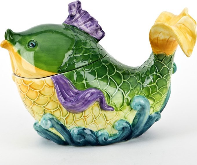 Witek Home Pojemnik ceramiczny Ryba zielona