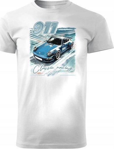Koszulka z Porsche Carrera 911 męska biała REGULAR XXL
