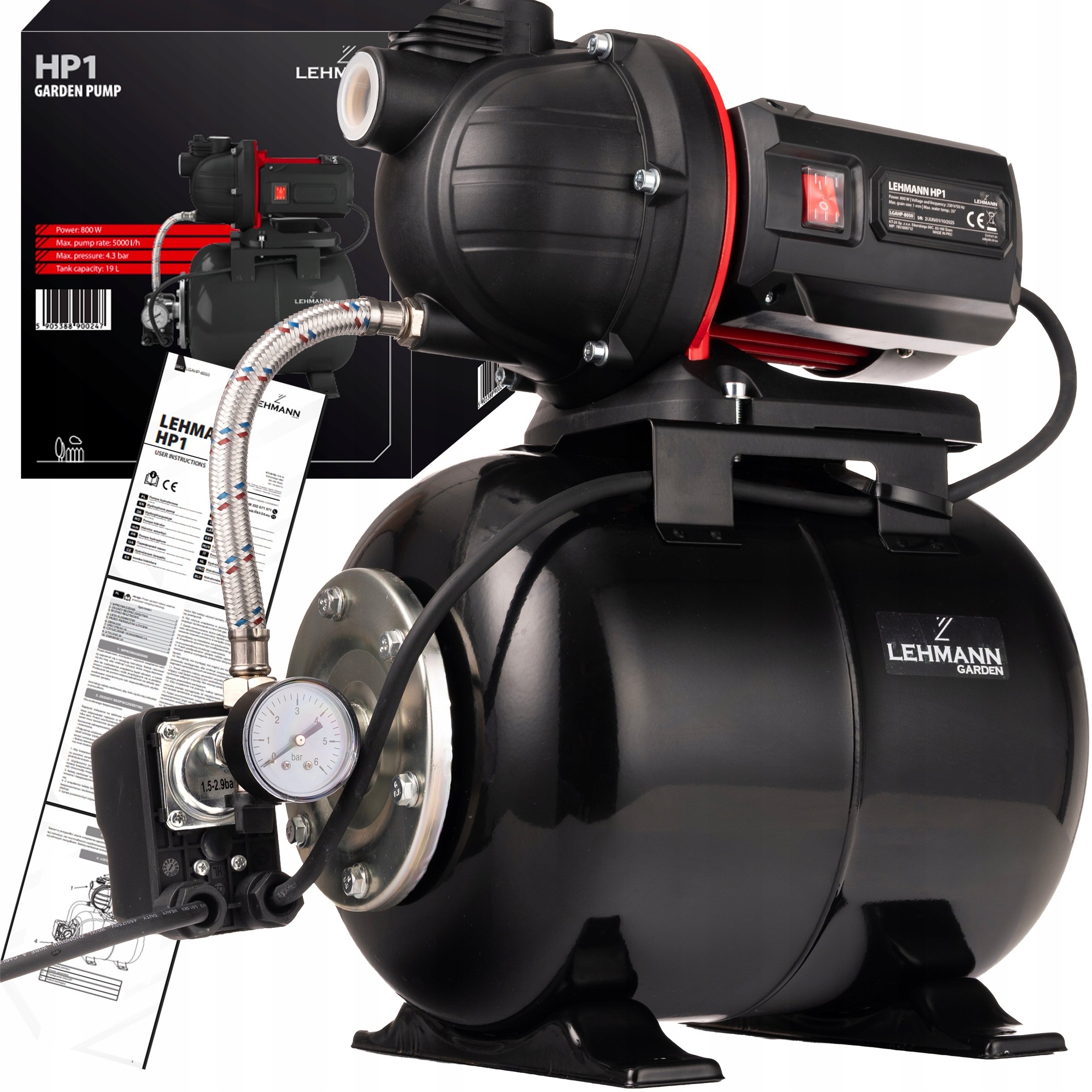 Pompa Hydrofor Lehmann HP1 Pompa ogrodowa ze zbiornikiem 19L