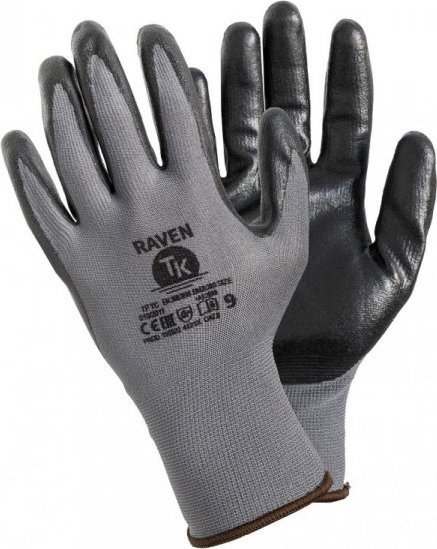 UN RĘKAWICE MONTERSKIE POLIESTER + NITRYL RAVEN, ROZMIAR 10 (12 PAR)