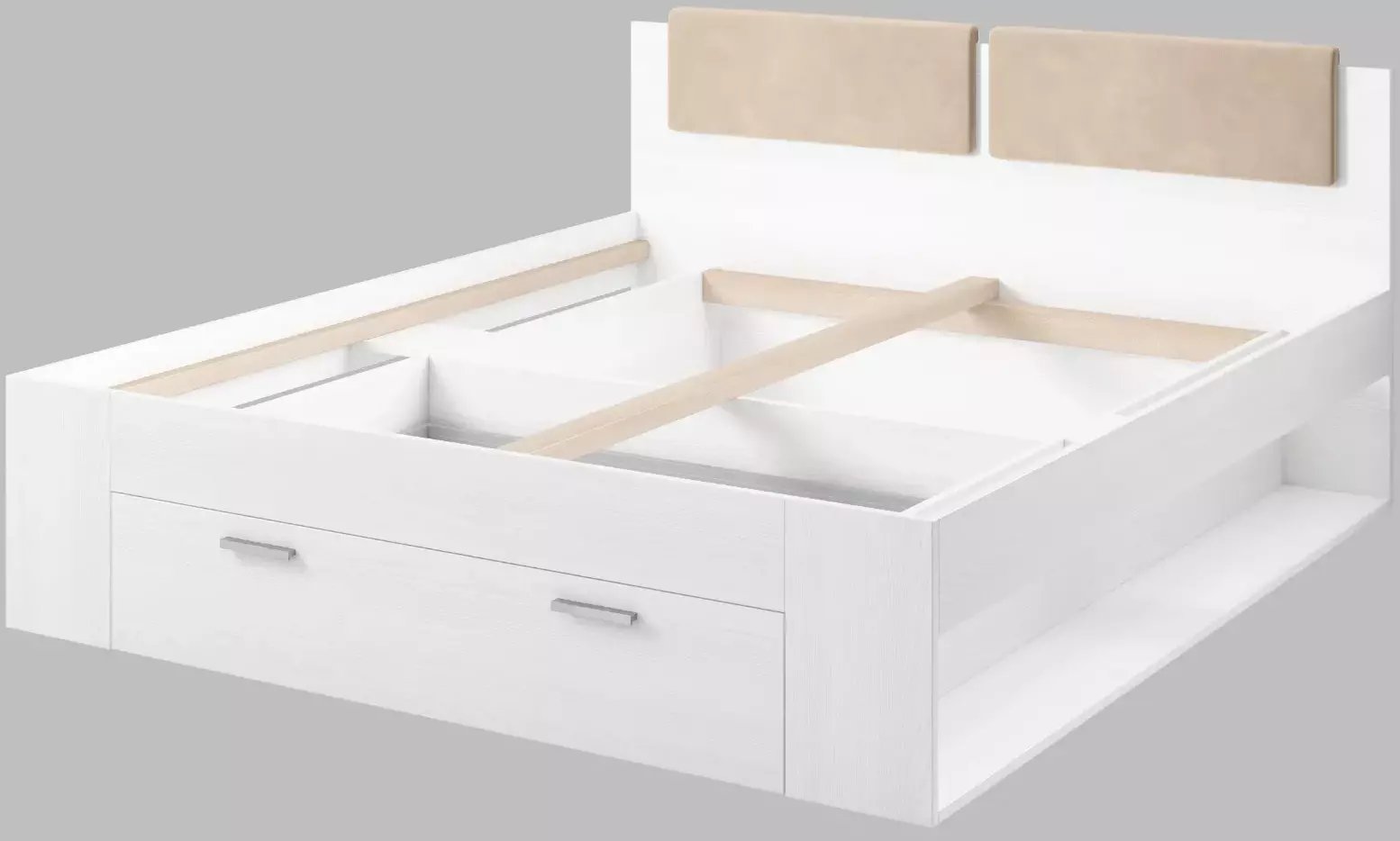 Łóżko GALAXY 180x200 abisko ash z szufladą i tapicerowanym zagłowiem HELVETIA