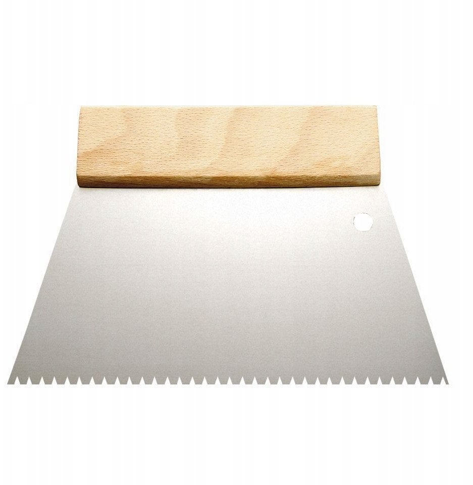 SPATULA 18CM B2 TOOTH WOODEN HANDLE