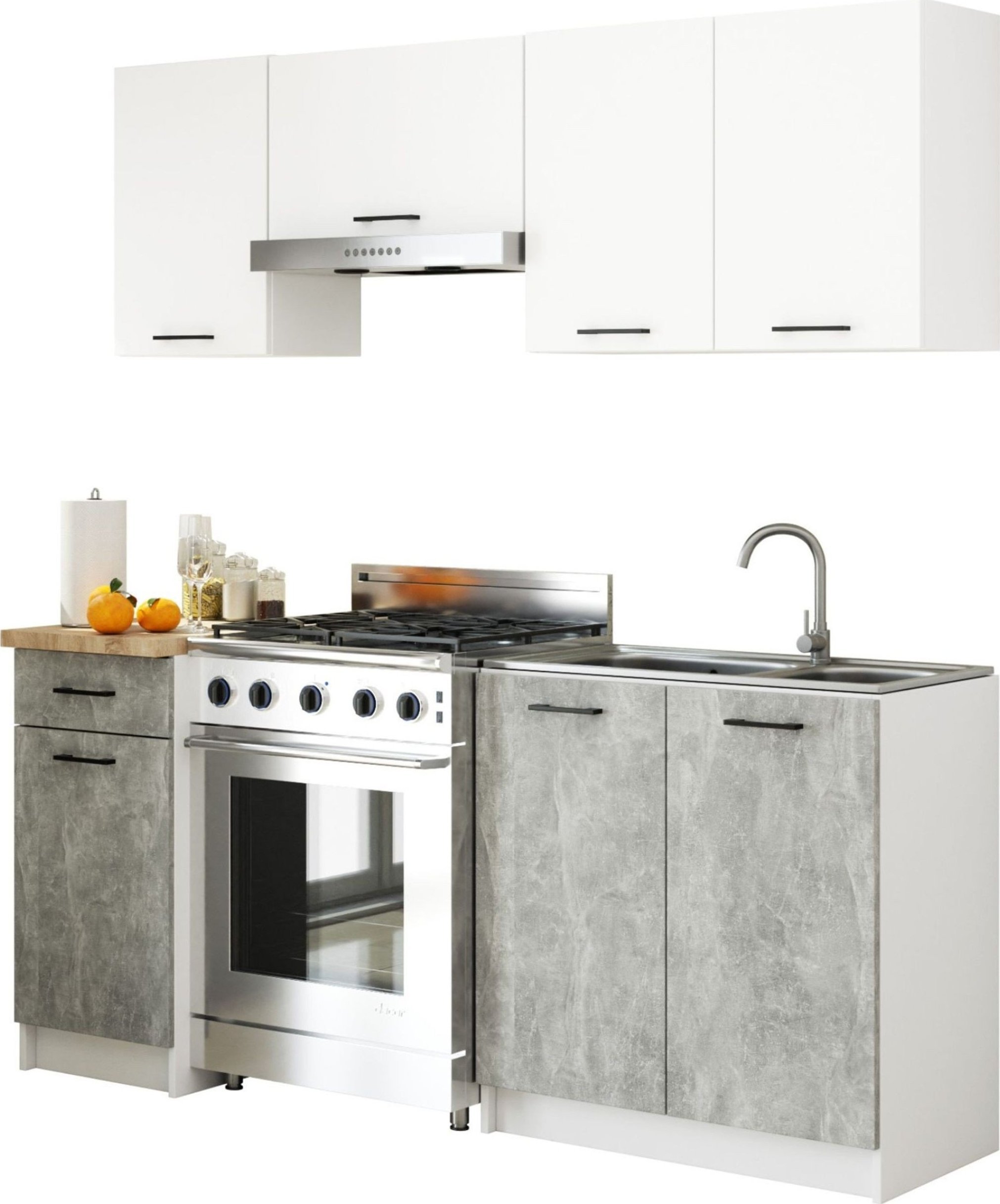 Fabryka Mebli Akord MEBLE KUCHENNE ZESTAW OLIWIA 1.8M BIAŁY-BETON