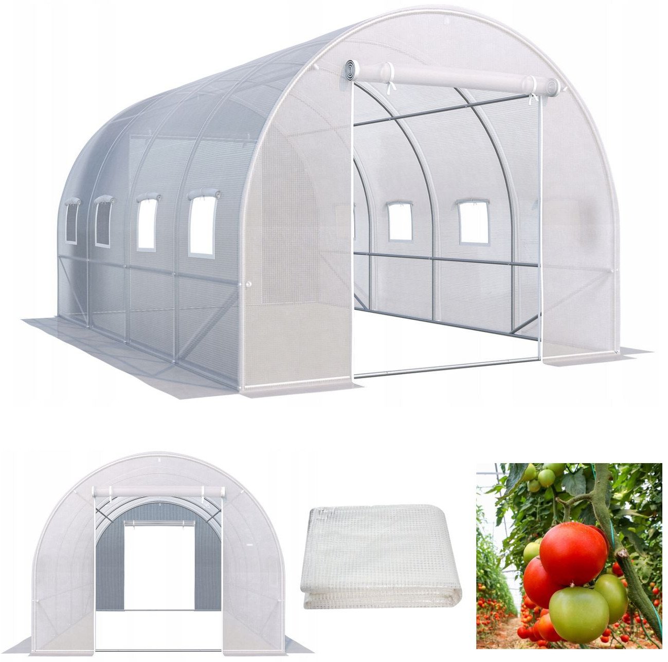 FOLIA ZAMIENNA biała 4x2x2 8m na tunel ogrodowy foliowy szklarnia 2 wejścia