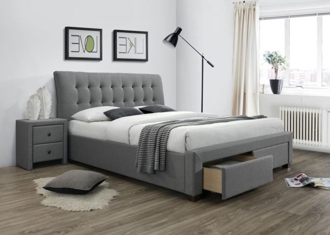 Halmar Łóżko PERCY 160 szare z szufladami HALMAR
