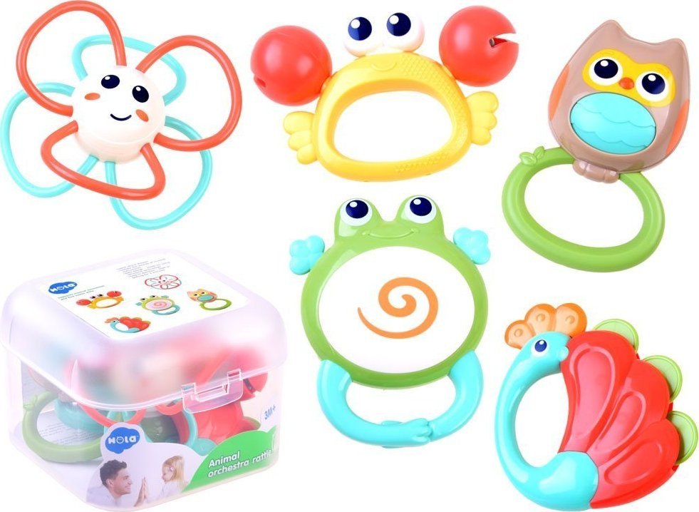 HOLA Grzechotka Grzechotki 5szt zwierzątka ZA3679