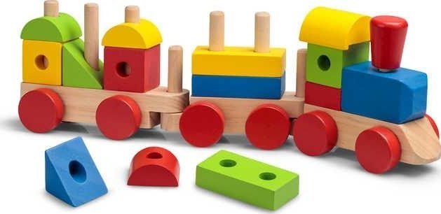 Pociąg drewniany z klockami i dźwiękiem
