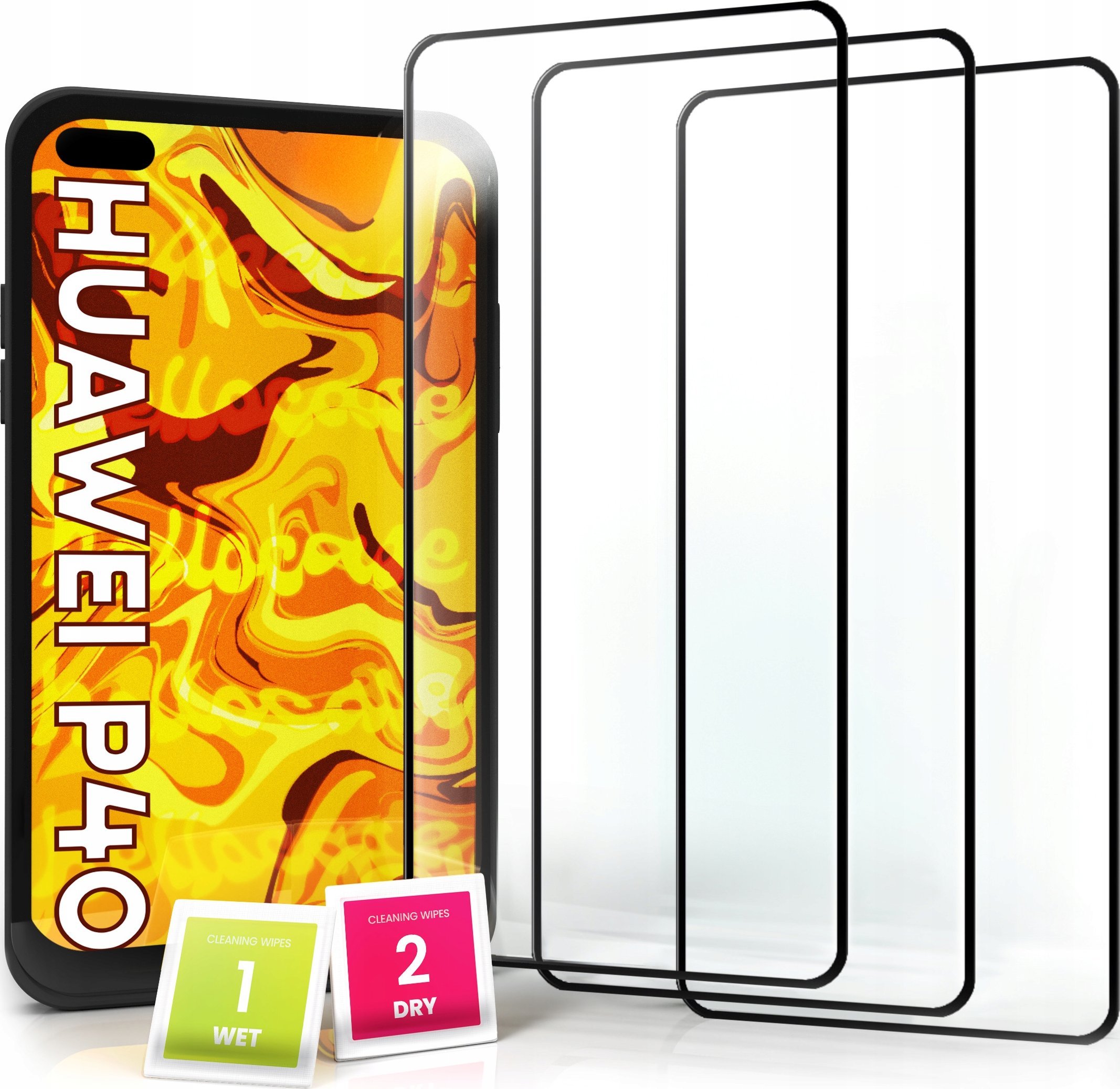 Hello Case 3-pak SZKŁO HARTOWANE DO Huawei P40 na cały ekran 9H ochronne 5D