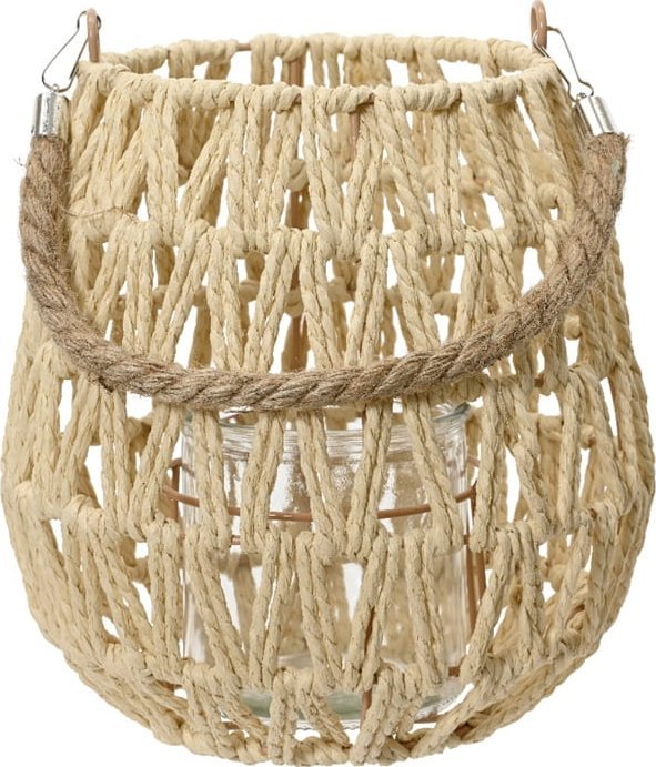 Latarnia papierowa 21x22cm Świecznik z uchwytem i szklanym kubkiem