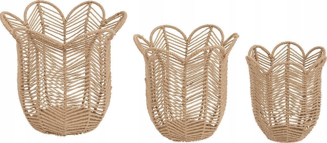 Atmosphera Dekoracja do domu 3 plecione kwiatki FLORAL, 3 sztuki