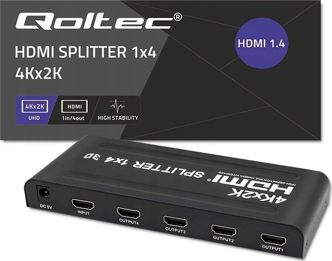 Qoltec Rozdzielacz aktywny Qoltec Splitter 4 x HDMI 4K x 2K | 3.4Gb/s