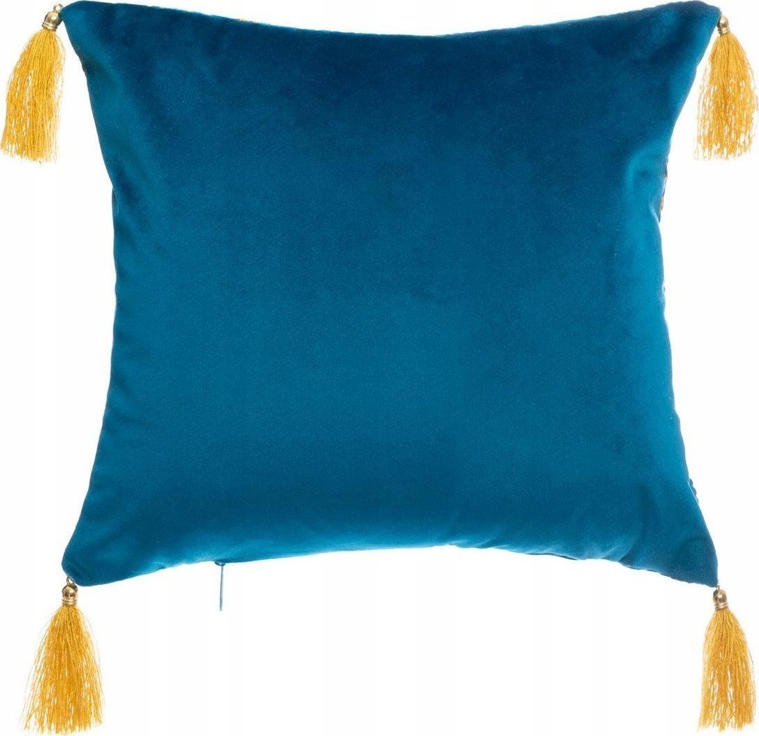 Atmosphera Poduszka dekoracyjna z frędzlami, 30 x 50 cm, kolor zielony ze złotym nadrukiem