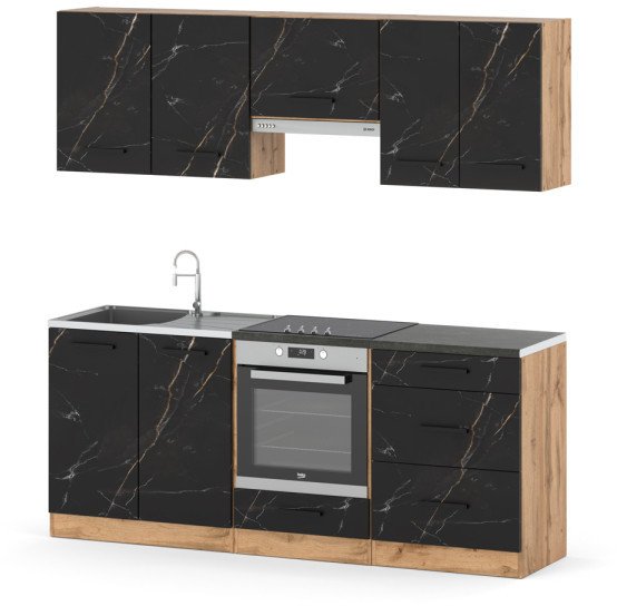 Meble Kuchenne Nowoczesne Z Blatem Modułowe Małe 2.0m Wotan San Sebastian