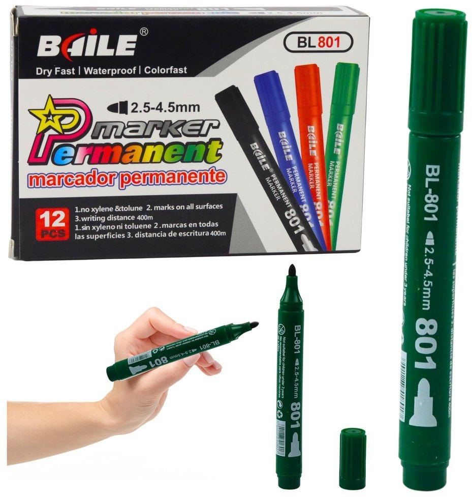 Marker Permanentny Wodoodporny Zielony 2,5-4,5 mm