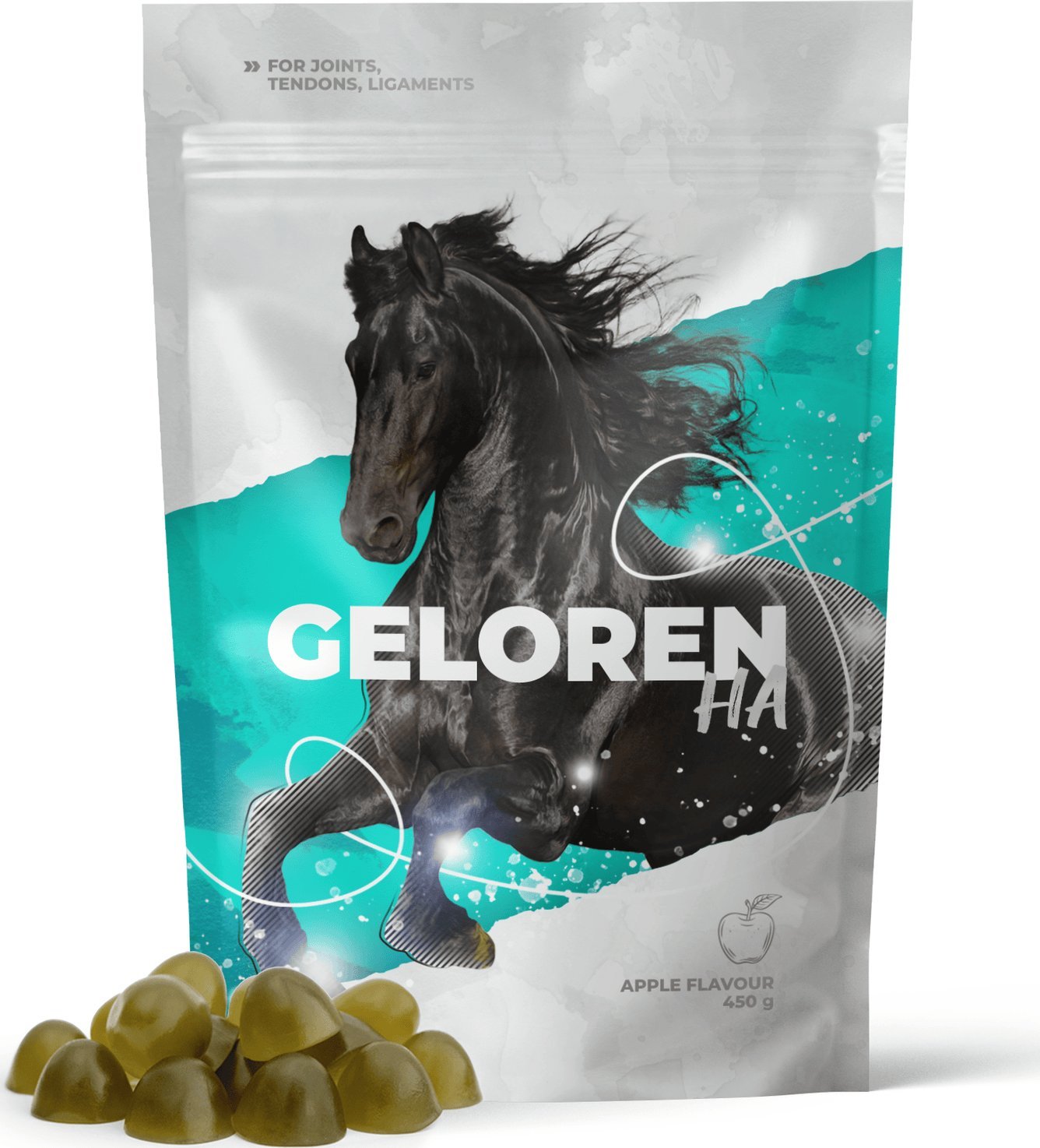 Geloren Geloren Horse HA 450g - Mieszanka uzupełniająca, żelki dla koni na stawy kolagen 60 szt.