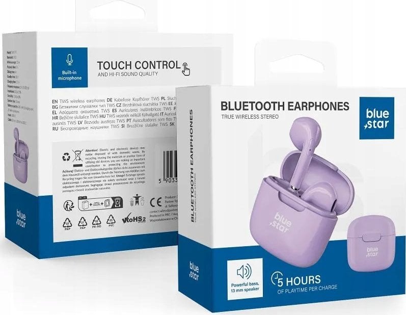 Słuchawki Bluestar słuchawki bezprzewodowe bluetooth TWS FI7 fioletowe