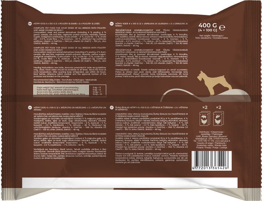 POUCHES FOR DOG 4X100G FLOWPACK