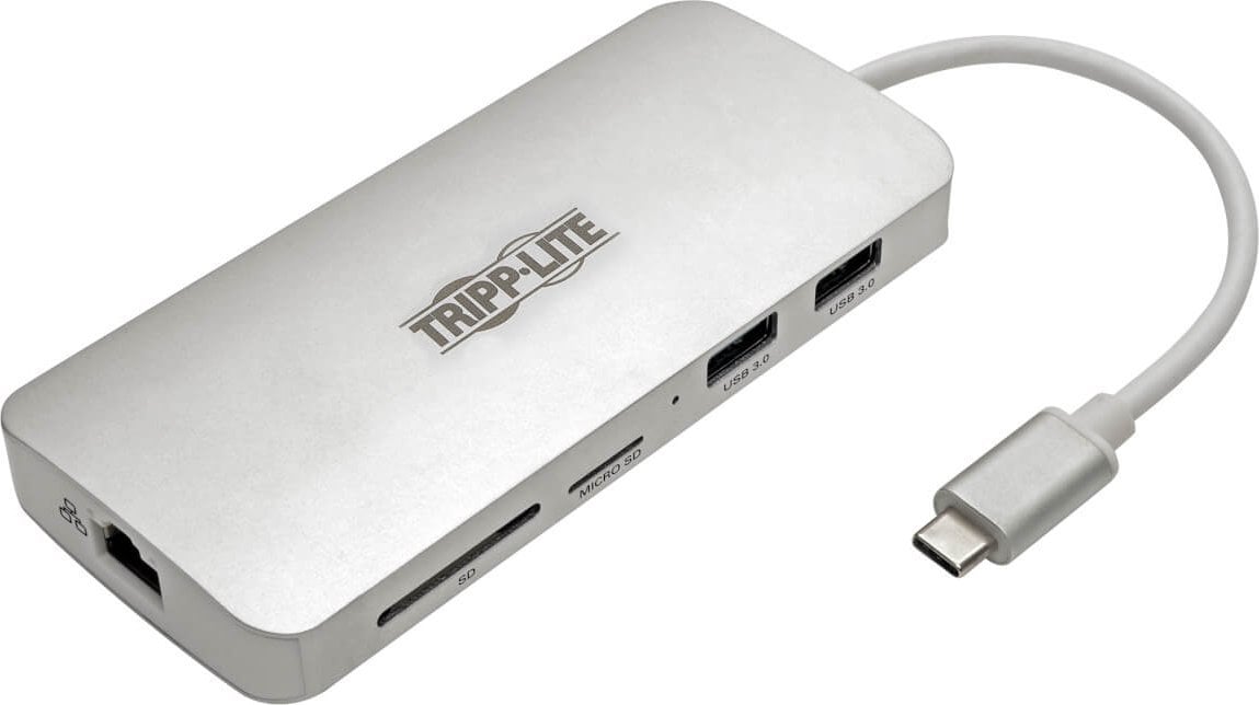 Stacja/replikator Eaton USB-C z serii Tripp Lite — 4K HDMI, USB 3.x (5 Gb/s), USB-A/C, GbE, karta pamięci, PD 60 W