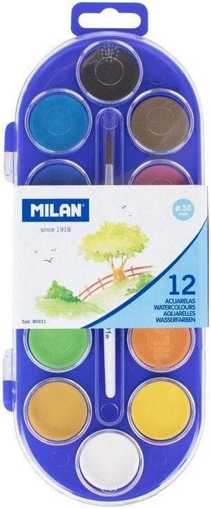 Milan Farby akwarelowe 30mm 12 kolorów MILAN
