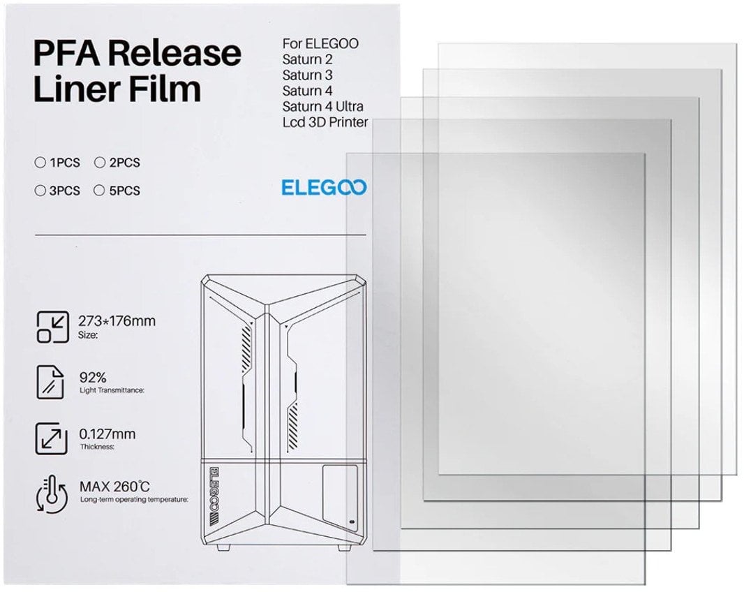 Folia PFA do drukarek 3D Elegoo Saturn - 273x176mm - 5szt.}