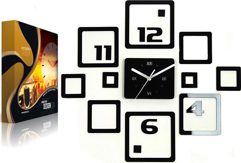 ModernClock DUŻY ZEGAR ŚCIENNY OTTO 3D CZARNY DIY 60cm