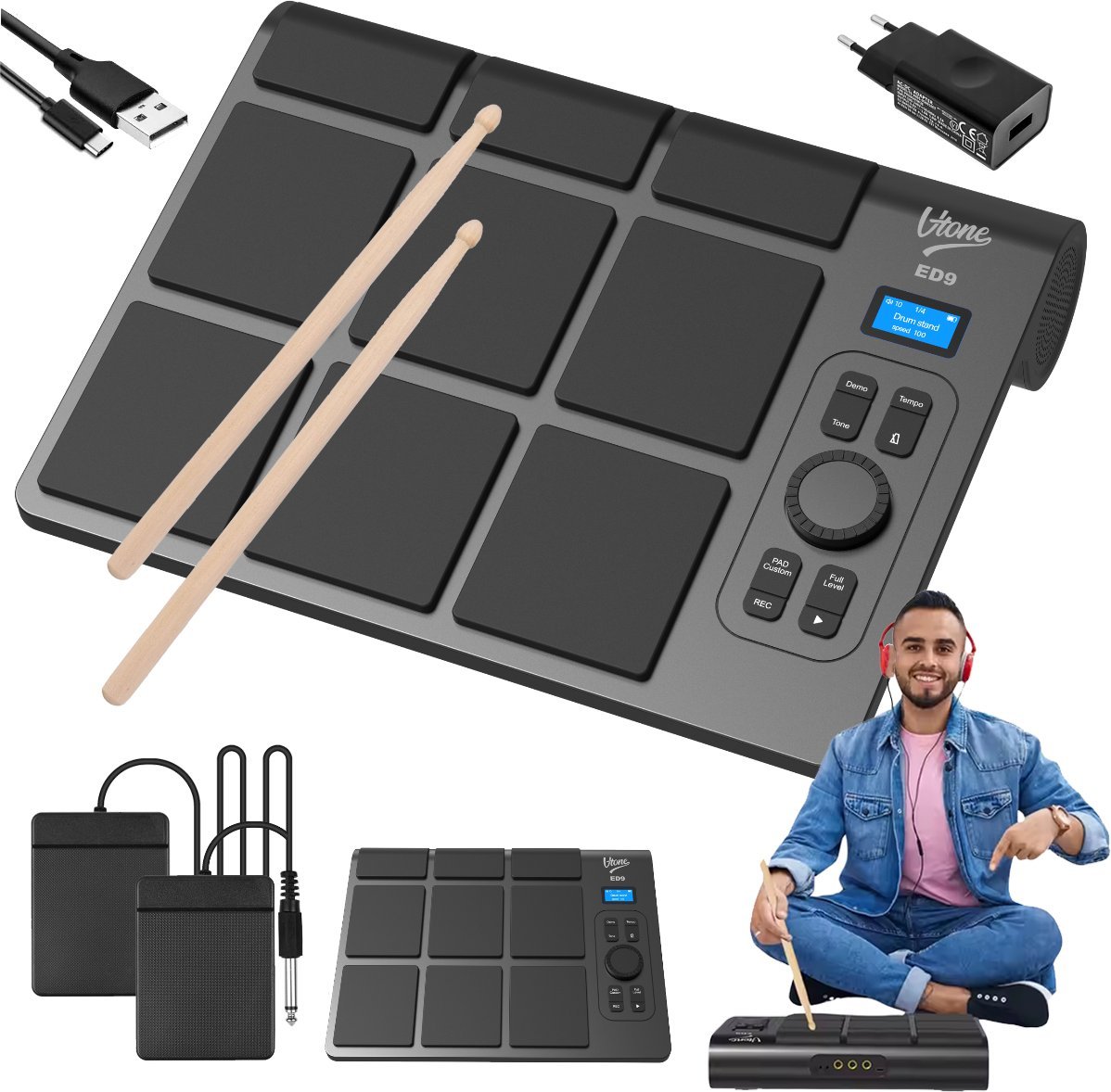 V-TONE ED9 perkusja elektroniczna bateryjna przenośna