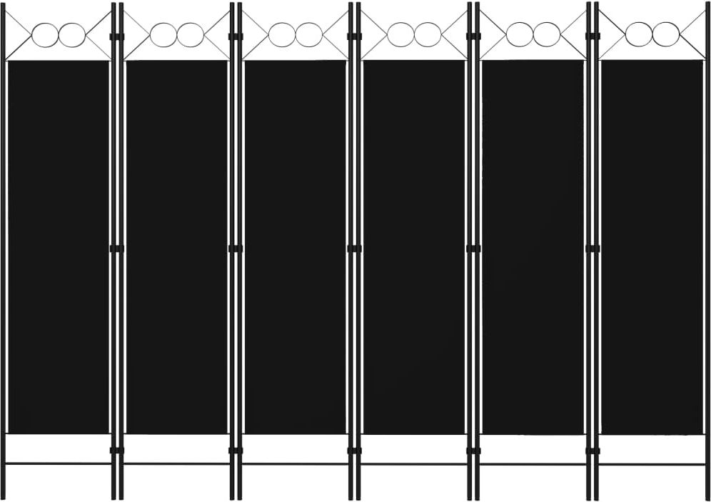 vidaXL Parawan 6-panelowy, czarny, 240 x 180 cm