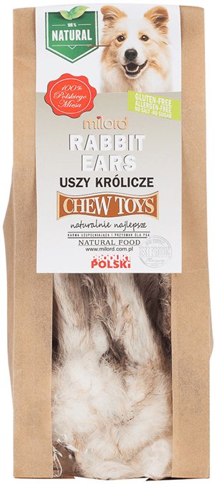Gryzak dla psa - uszy królicze z futrem 150 g