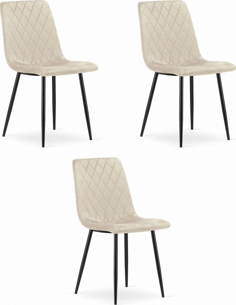 Krzesło TURIN - beż aksamit x 3