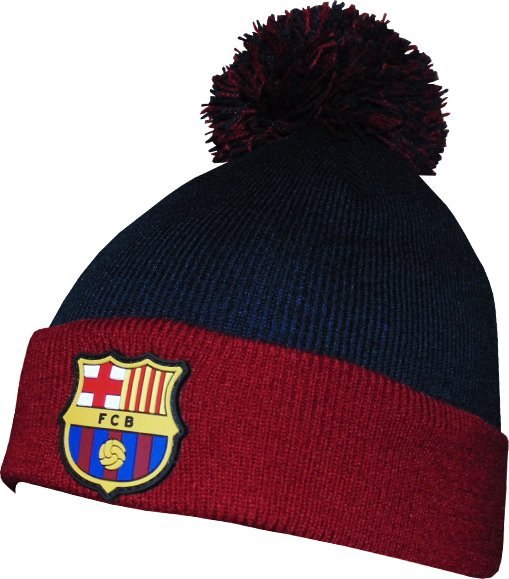 Czapka Zimowa FC Barcelona z Pomponem Herb Logo Granatowa DZIECIĘCA 52/54