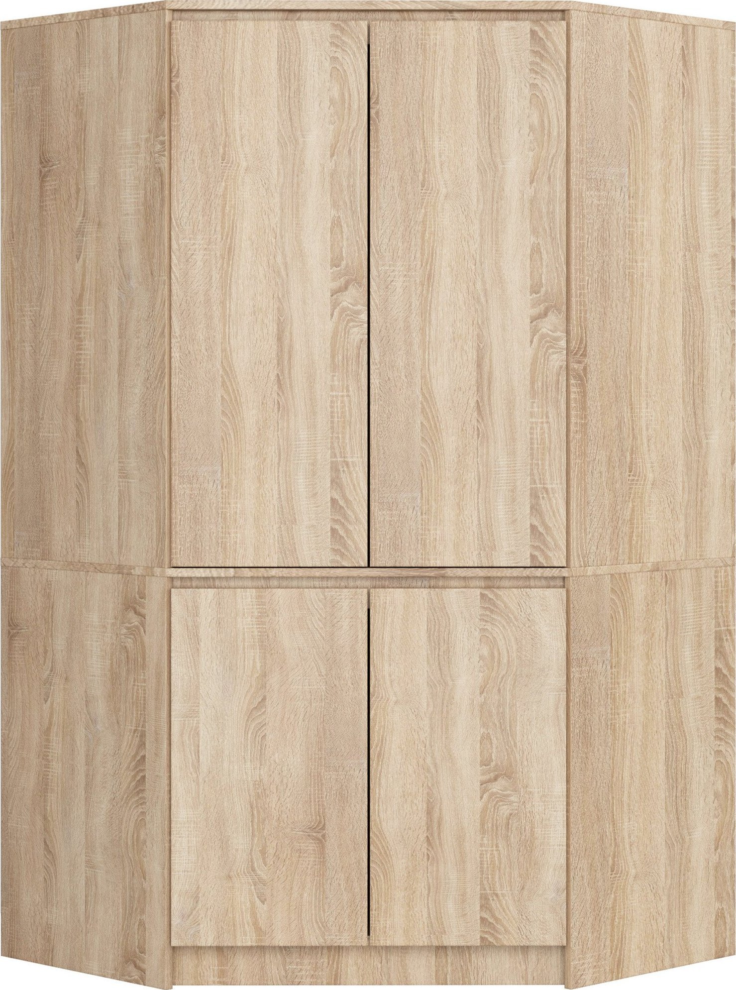 Akord Szafa narożna do sypialni 100 cm 4 drzwi 6 półek pojemna - dąb sonoma