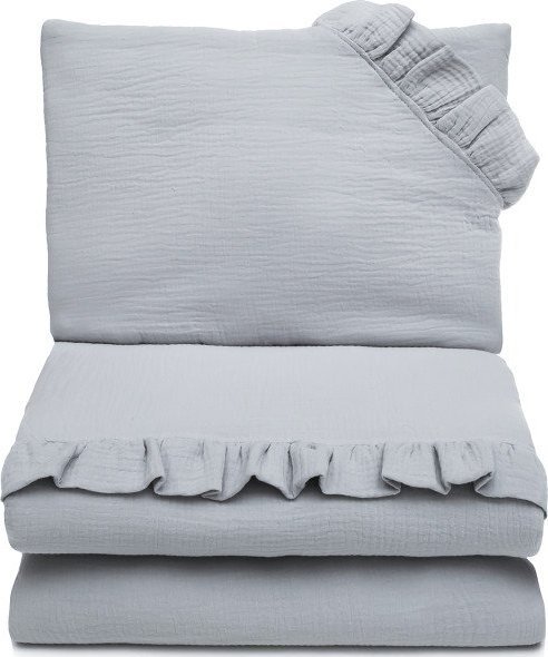 PULP BAMBOO Pościel Muślinowa 80x100 cm Siwa