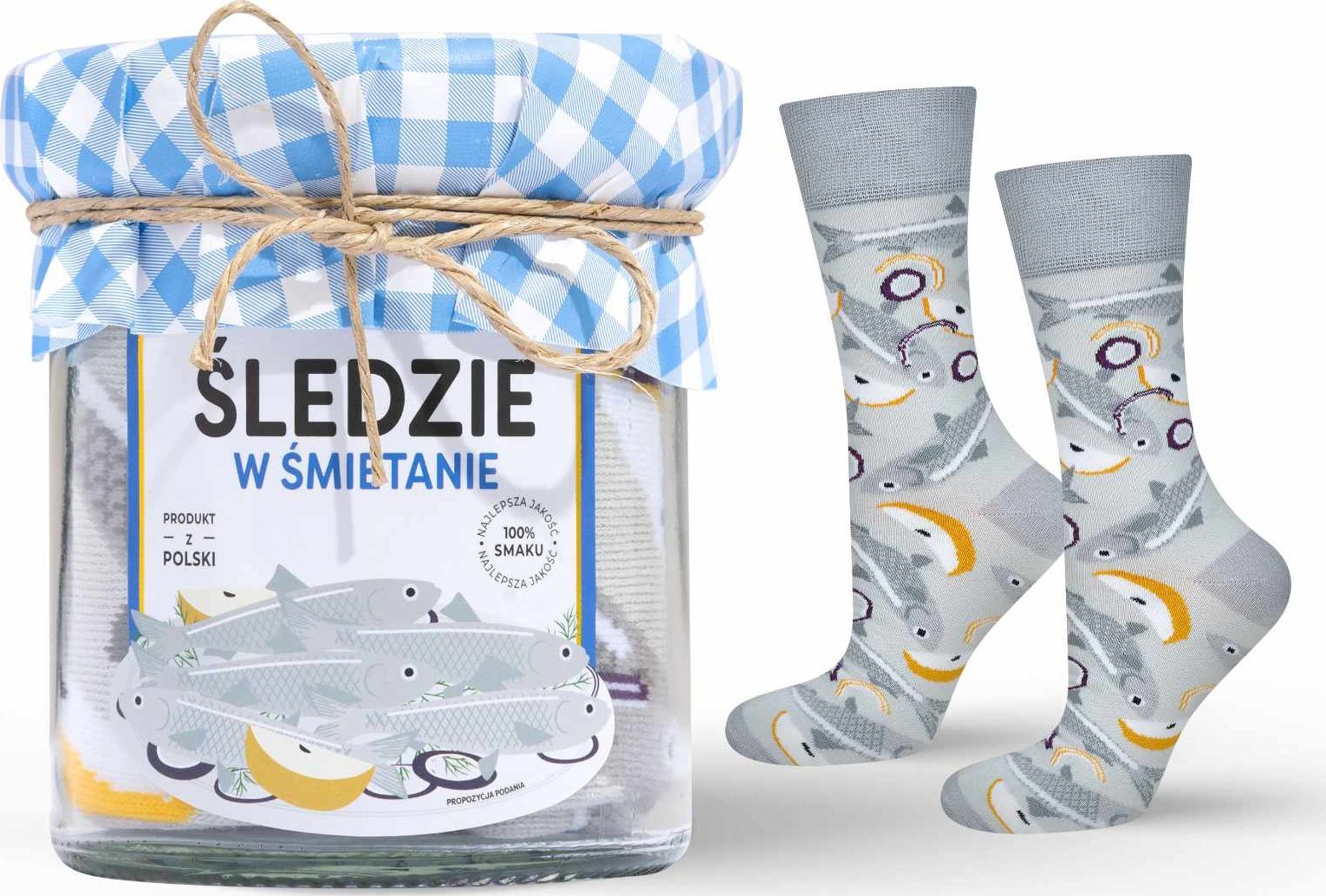 Soxo Męskie | Damskie Skarpetki SOXO śledzie w słoiku z serwetką 3540
