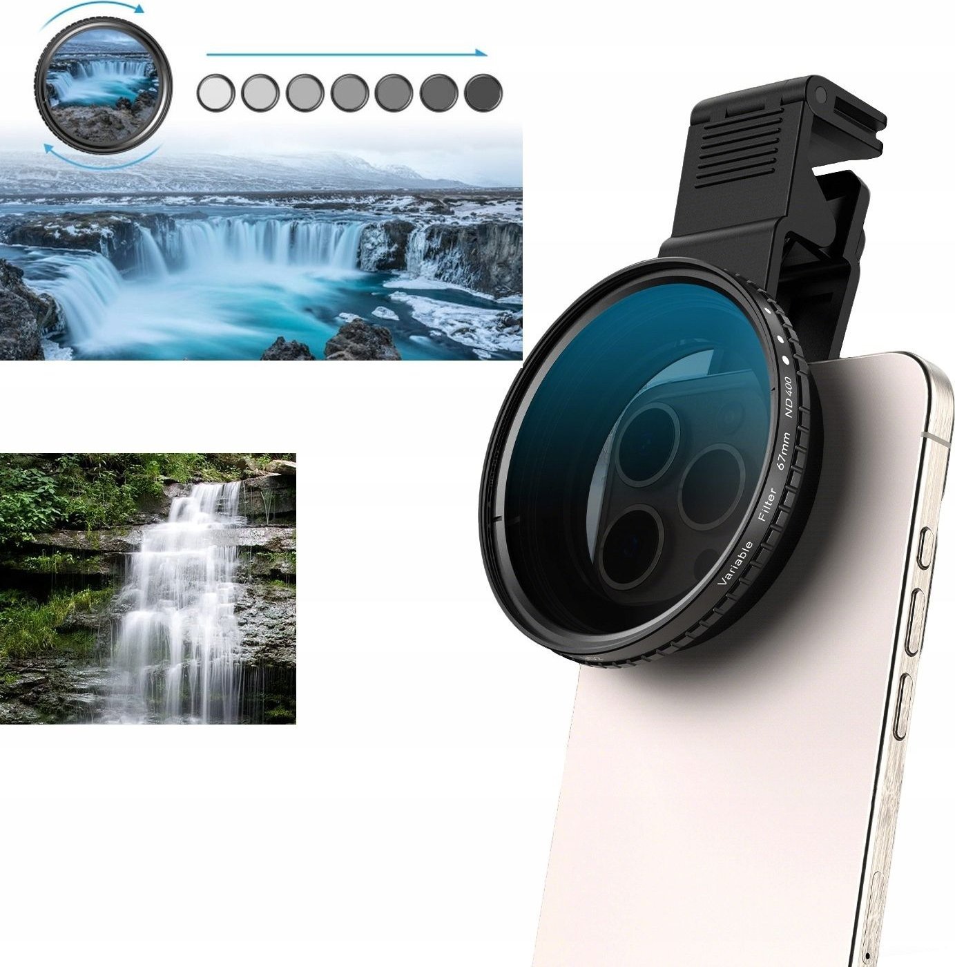 Obiektyw Soczewka Filtr SZARY Regulowany typ FADER ND2-400 67mm do Telefonu / APL-67VND2-400