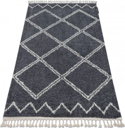 Dywany Łuszczów Dywan BERBER ASILA B5970 szary / biały Frędzle berberyjski marokański shaggy, 240x330 cm