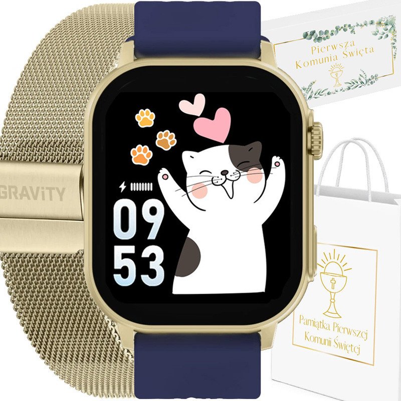 Zegarek dziecięcy KOMUNIA SMARTWATCH GRAVITY GT15-11 z dwoma paskami
