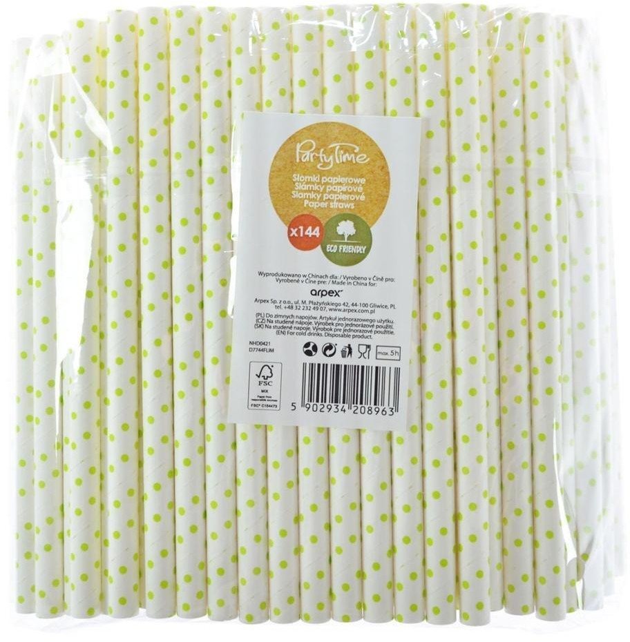 Słomki papierowe shake 8mm żółte 144szt
