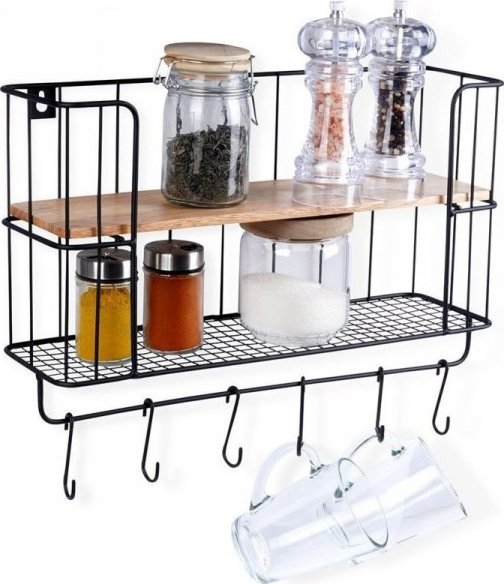 Vilde PÓŁKA NA PRZYPRAWY Z WIESZAKAMI NA AKCESORIA 229080