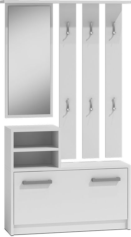 Topeshop garderoba wieszak lustro szafka na buty, biały (GAR BIEL)